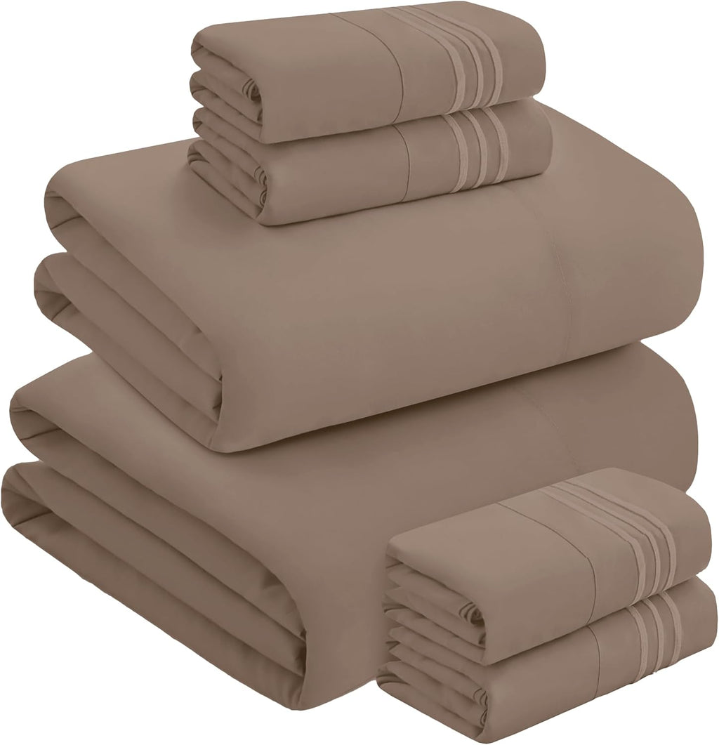 MocassiLuxuryBedding Mocassi Luxury 6-Piece Sheet Set, Ultra Soft 1800 Hotel Quality Microfiber Sheet Set, Fits Mattresses Up to 18 to 24 I…
