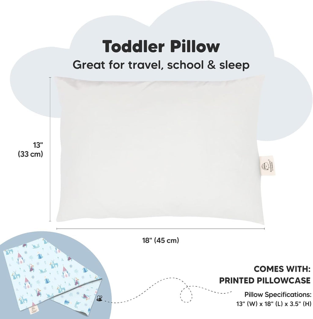Toddler Pillow with Pillowcase - 13x18 My Little Dreamy Kids Travel Bed Pillows for Sleeping, Organic Cotton Small Pillowcase, Soft &…