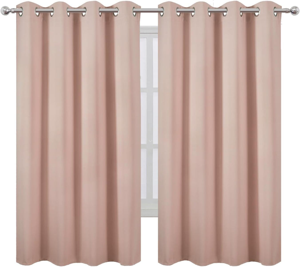 Lemomo Blush Blackout Curtains 52 x 63 Inch Length/Set of 2 Curtain Panels/Thermal Insulated Room Darkening Curtains for Bedroom and Living…
