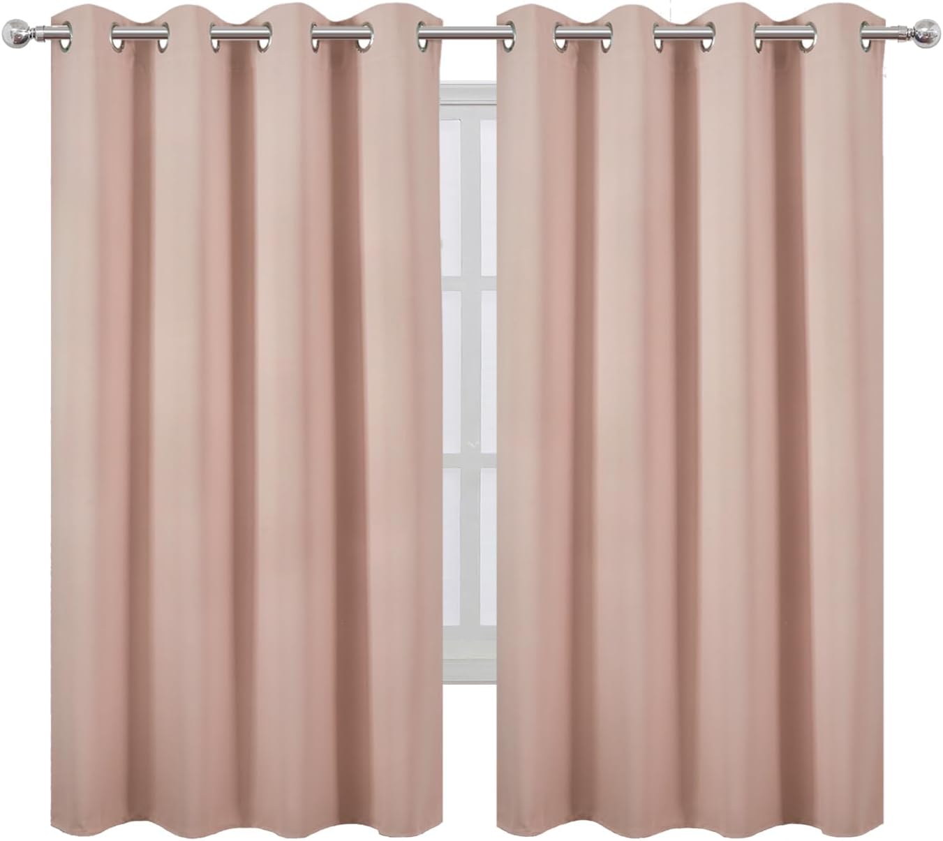 Lemomo Blush Blackout Curtains 52 x 63 Inch Length/Set of 2 Curtain Panels/Thermal Insulated Room Darkening Curtains for Bedroom and Living…