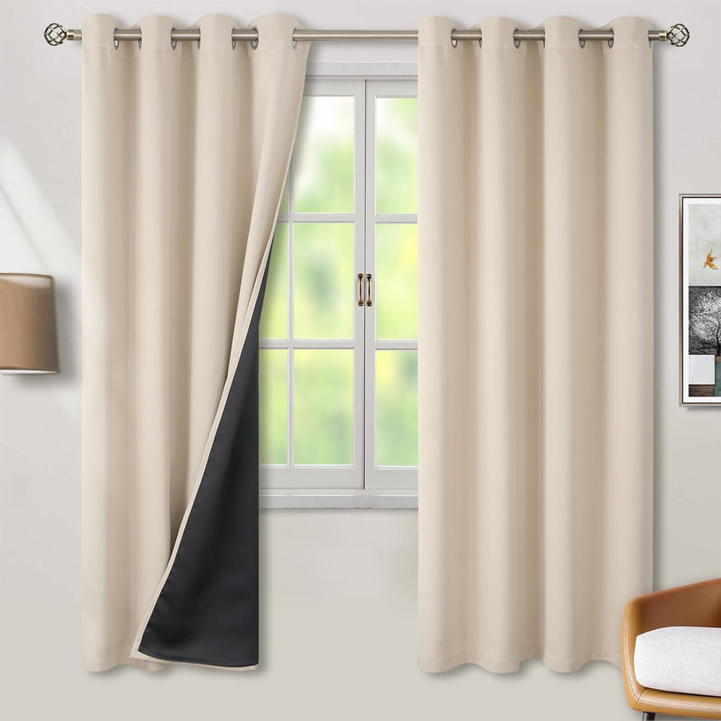 BGment Thermal Insulated 100% Blackout Curtains 72 Inch Length 2 Panels, Total Light Blocking Curtains for Bedroom, Grommet Window Drapes w…