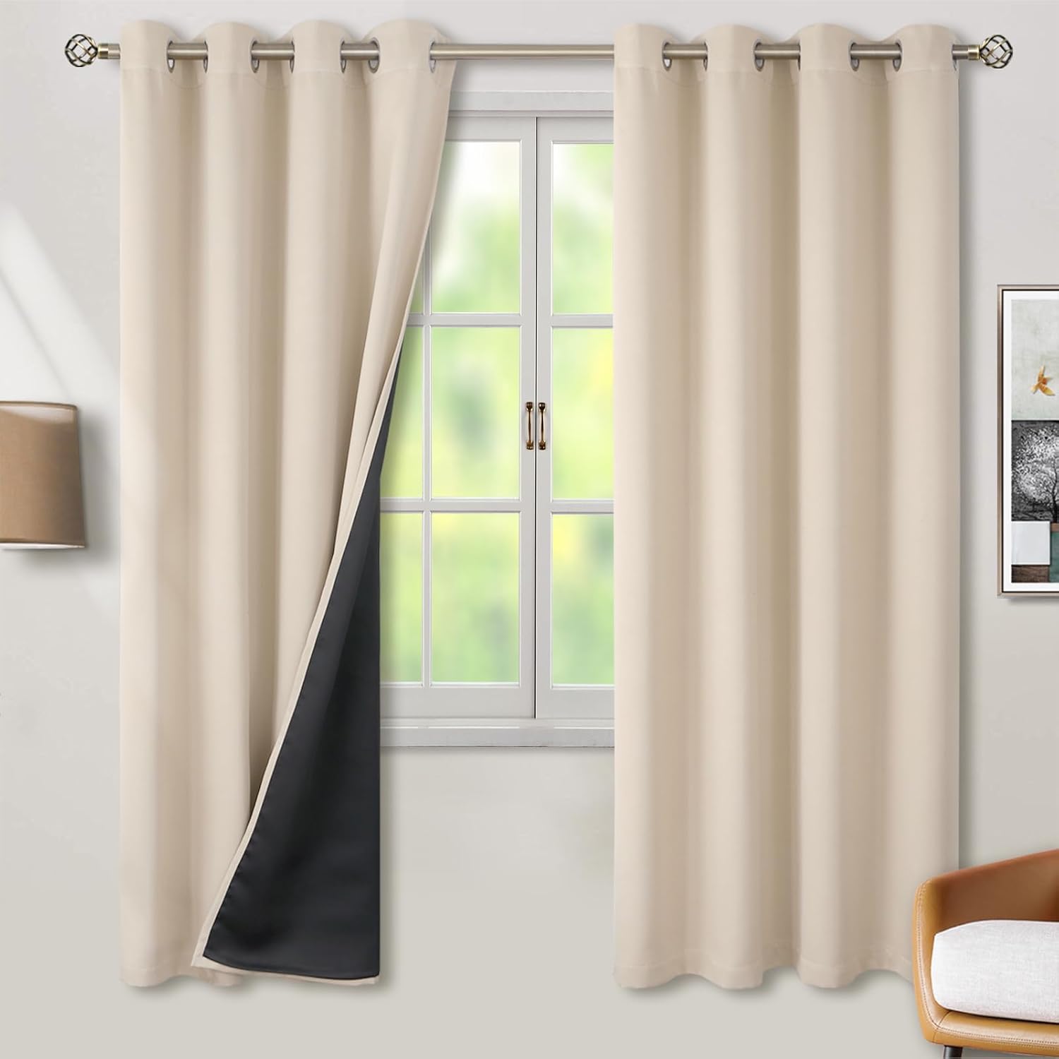 BGment Thermal Insulated 100% Blackout Curtains 72 Inch Length 2 Panels, Total Light Blocking Curtains for Bedroom, Grommet Window Drapes w…