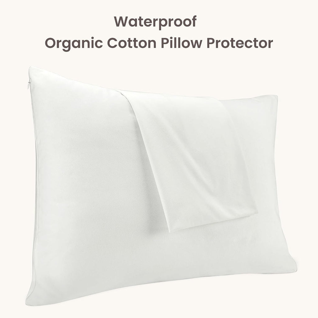 Bioweaves Organic Cotton Jersey Knit Waterproof Pillow Protector Covers with Zipper Closure – GOTS Certified Soft & Quite Pillow…
