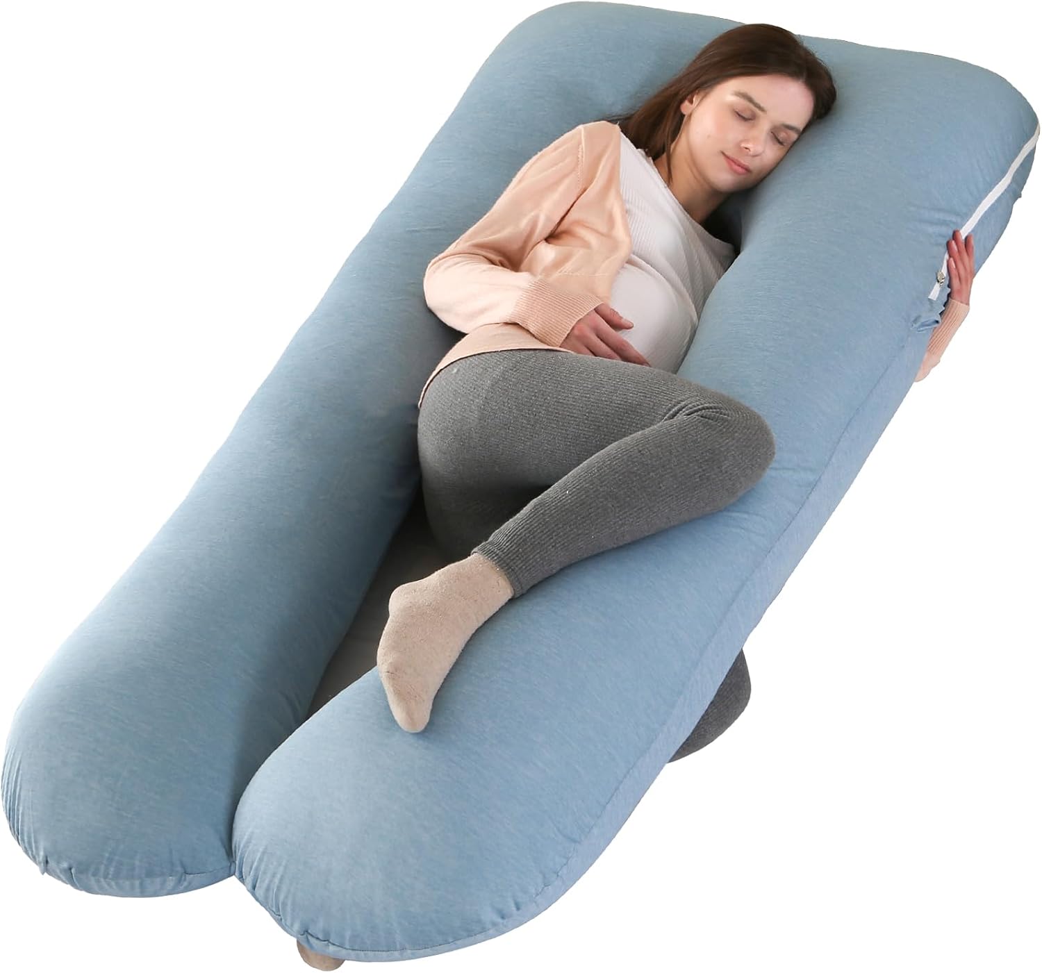 Amagoing Cooling Pregnancy Pillow for Sleeping, U Shaped Maternity Full Body Pillow for Women with Hip, Leg, Back Pain Support, Removable C…