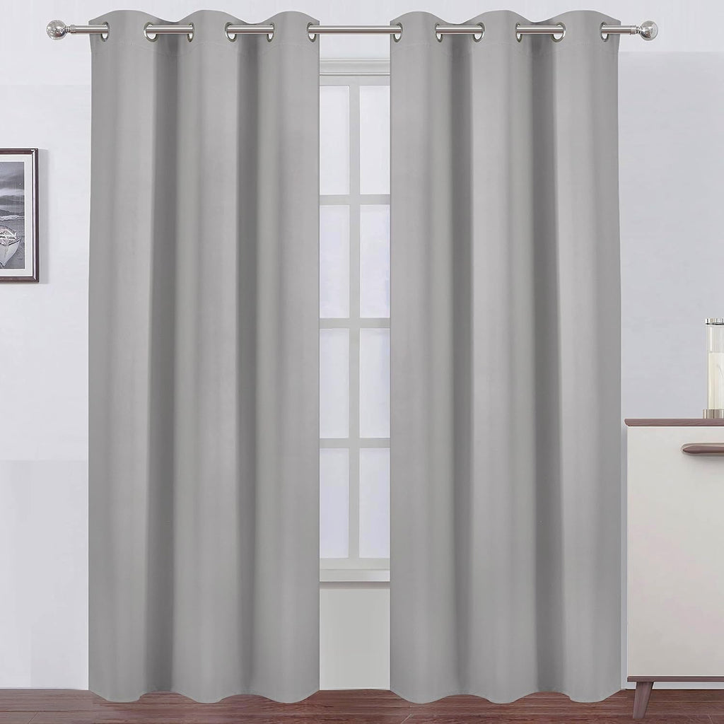Lemomo Blackout Curtains 38 x 84 inch/Light Grey Curtains Set of 2 Panels/Thermal Insulated Room Darkening Bedroom Curtains 84 inch Grey
