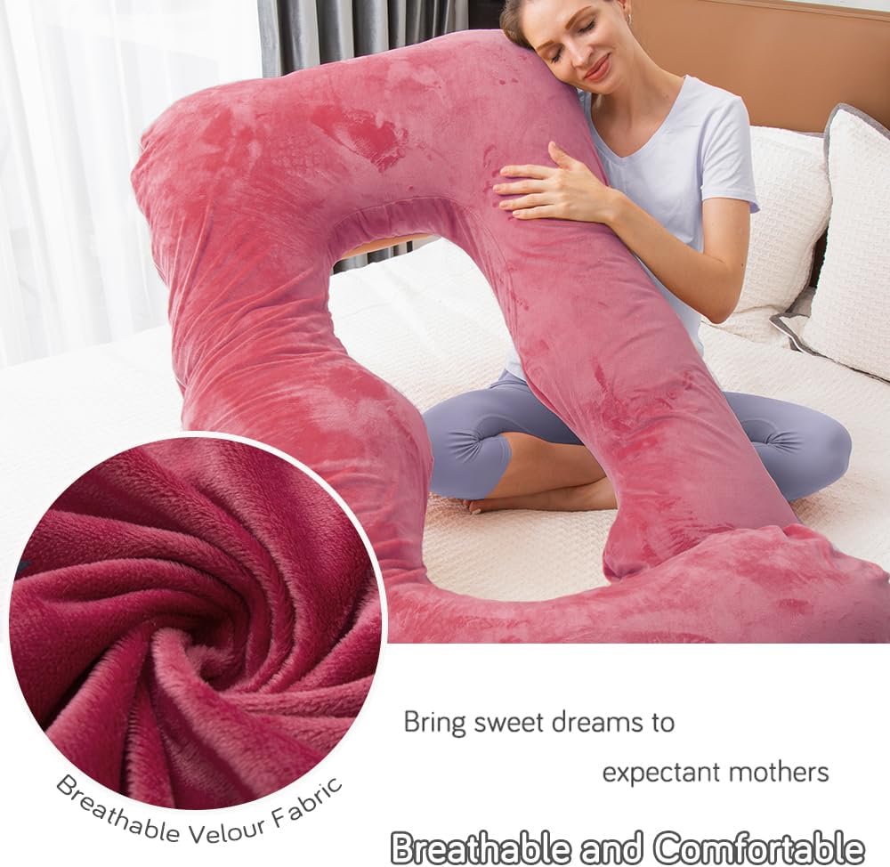 60 Inch Pregnancy Pillow for Sleeping, Extra Large U Shaped Body Pillow, Maternity Pillow for Pregnant Women (RED)