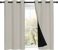 Nicetown Natural 100% Blackout Curtains 45 inches Long, 2 Thick Layers Completely Blackout Window Treatment Thermal Insulated Lined Drapes…