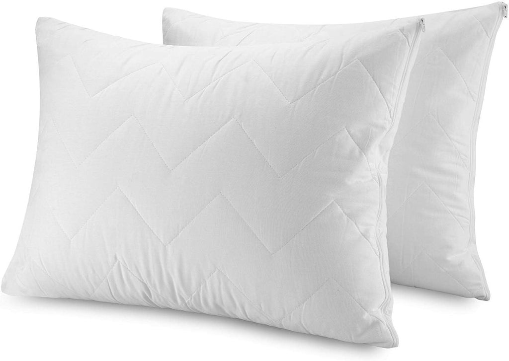 Waterguard Waterproof Pillow Protectors - Zippered Bug Proof, Quilted Thick Pillow Covers - 100% Cotton Shell Pillow Encasement - King…