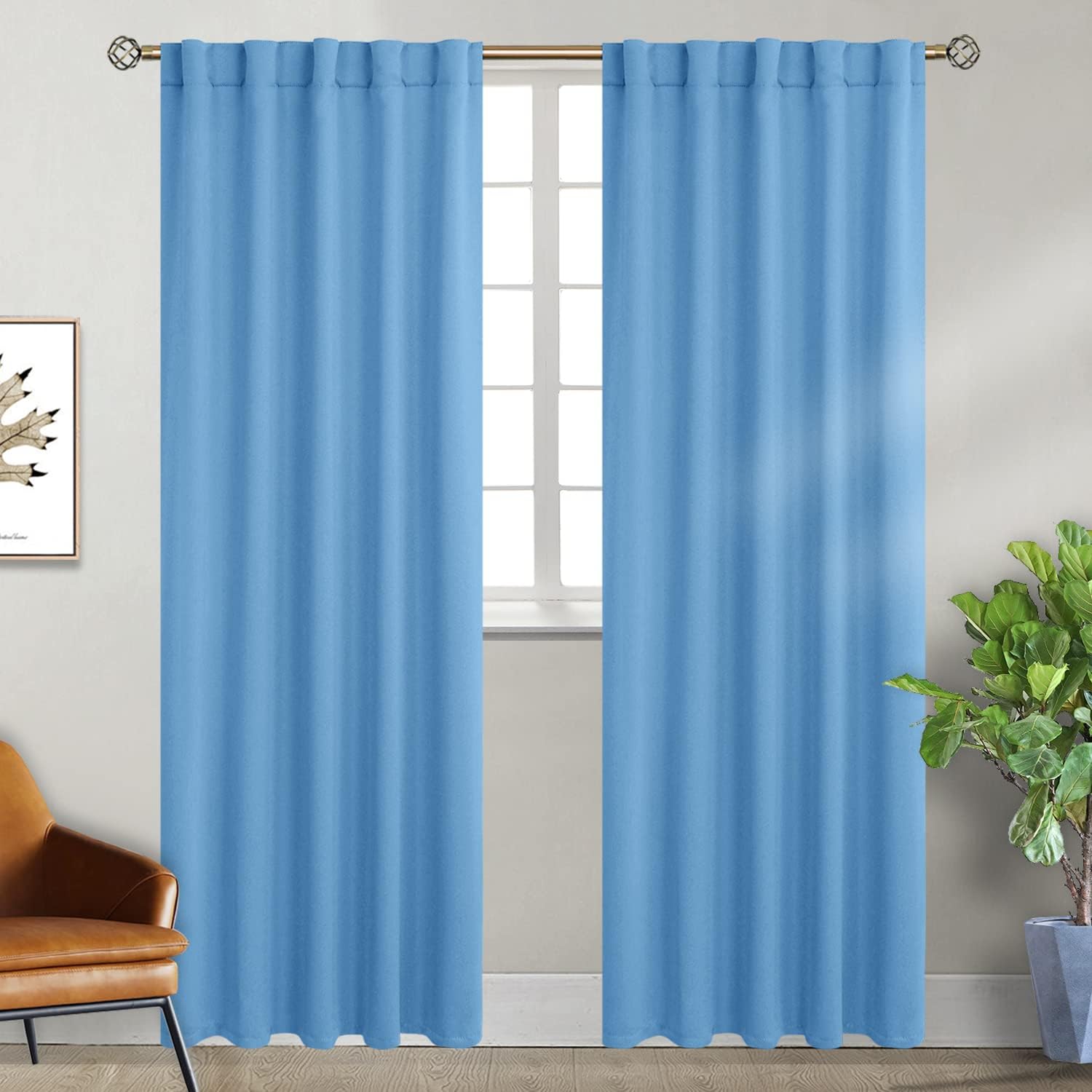 BGment Rod Pocket and Back Tab Curtains for Bedroom - Thermal Insulated Room Darkening Curtains for Living Room, 2 Window Curtain Panels (4…