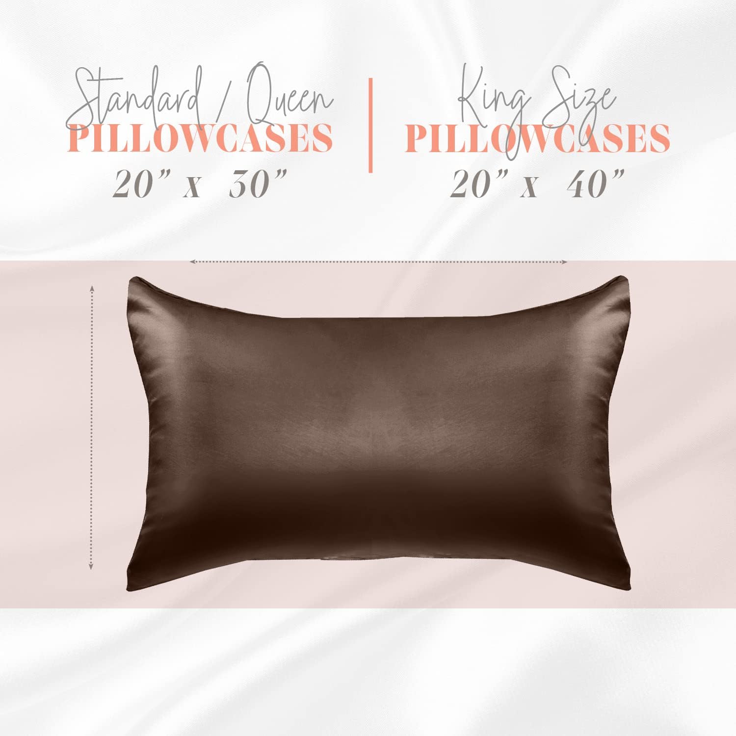 Elegantcomfort Elegant Comfort Silky and Luxurious 2-Piece Satin Pillowcase Set for Healthier Skin and Hair, Hidden Zipper Closure and Beau…