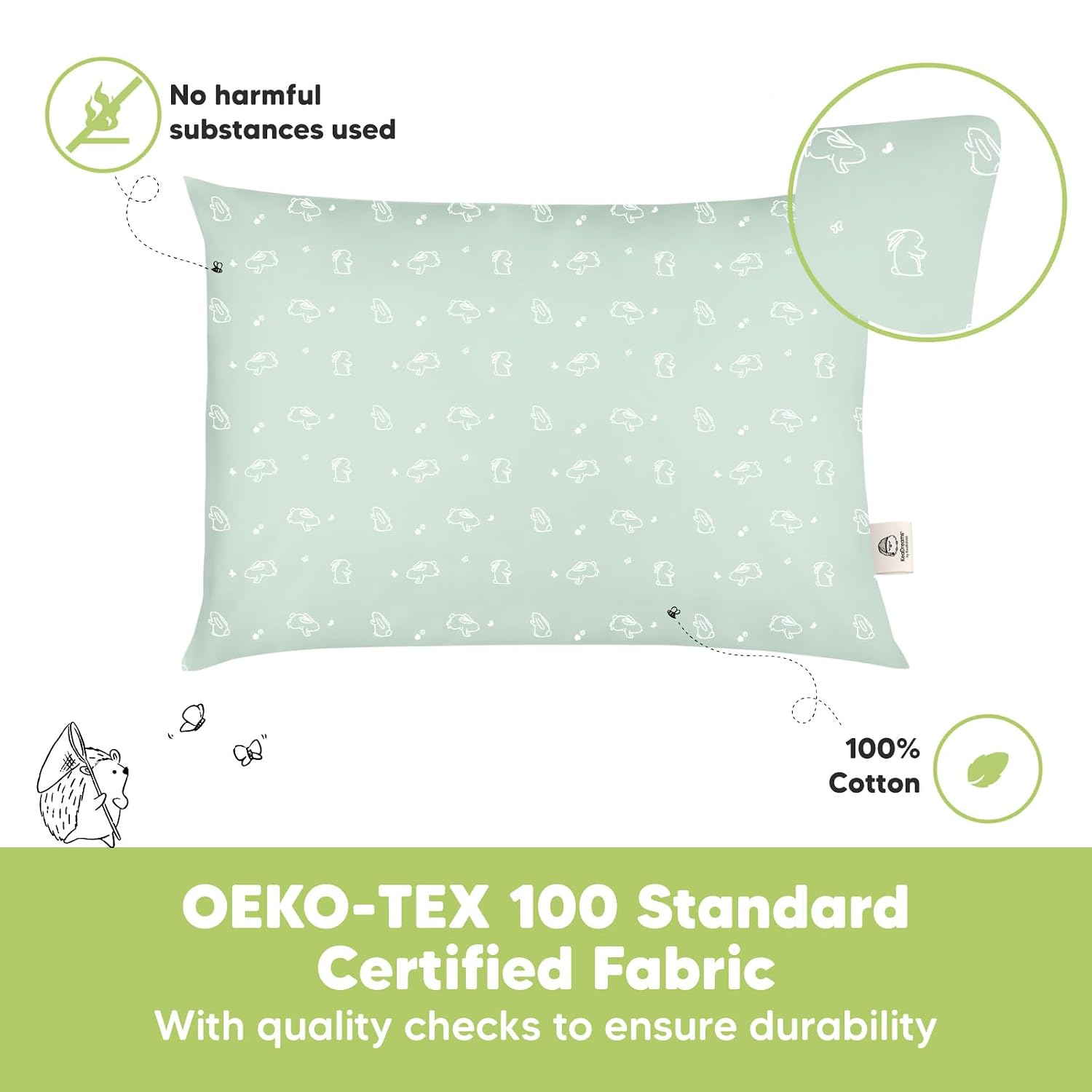 KeaBabies 2-Pack Toddler Pillows 2 Year Old to 5-13x18 Soft Organic Cotton Kids Pillow for Sleeping, Travel, School, Daycare, Nap…