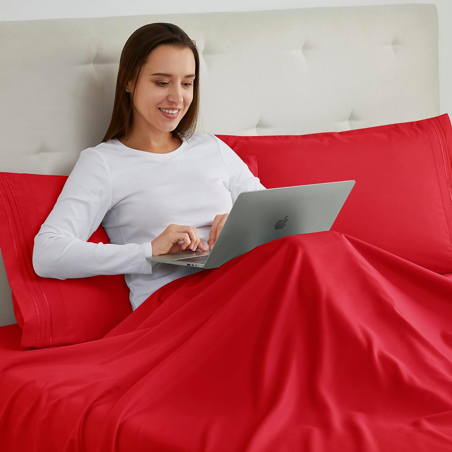 Nestl Red King Pillow Cases 2 – Soft King Size Pillow Case, 1800 Brushed Microfiber Pillowcases, Envelope Closure Pillowcase, King Pillow C…