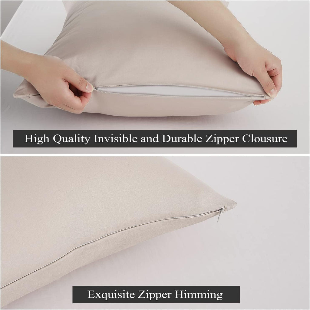 ShunjieHome 100% Egyptian Cotton Pillow Protectors Set of 2, 400 Thread Count Sateen Weave Cooling Pillowcase, easy maintenance Zippered…