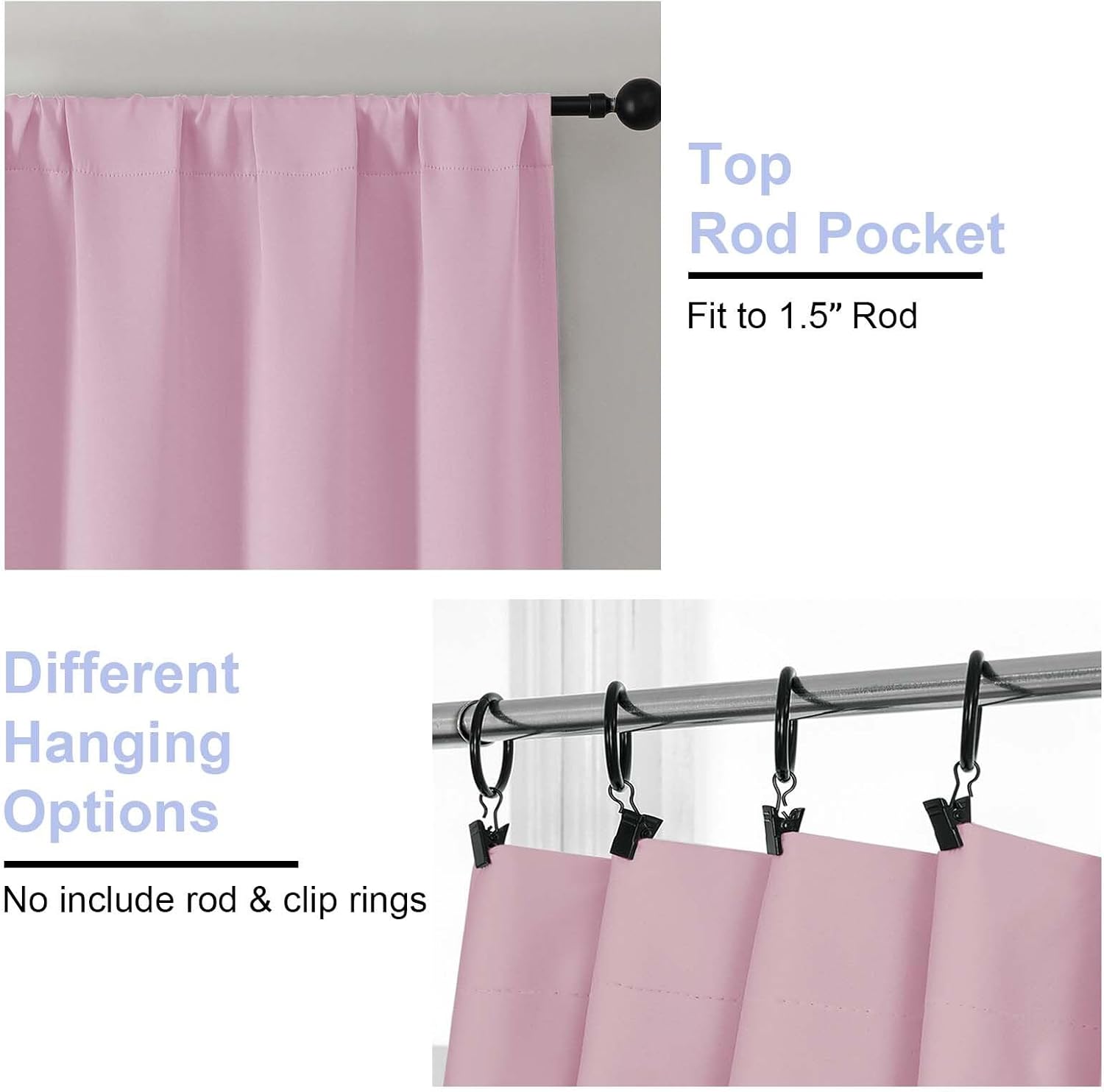 Simplebrand Ava Pink Blackout Curtains for Bedroom 84 Inch Length 2 Panels Set, Solid Thermal Insulated Privacy Nursery Window Treatment Cu…