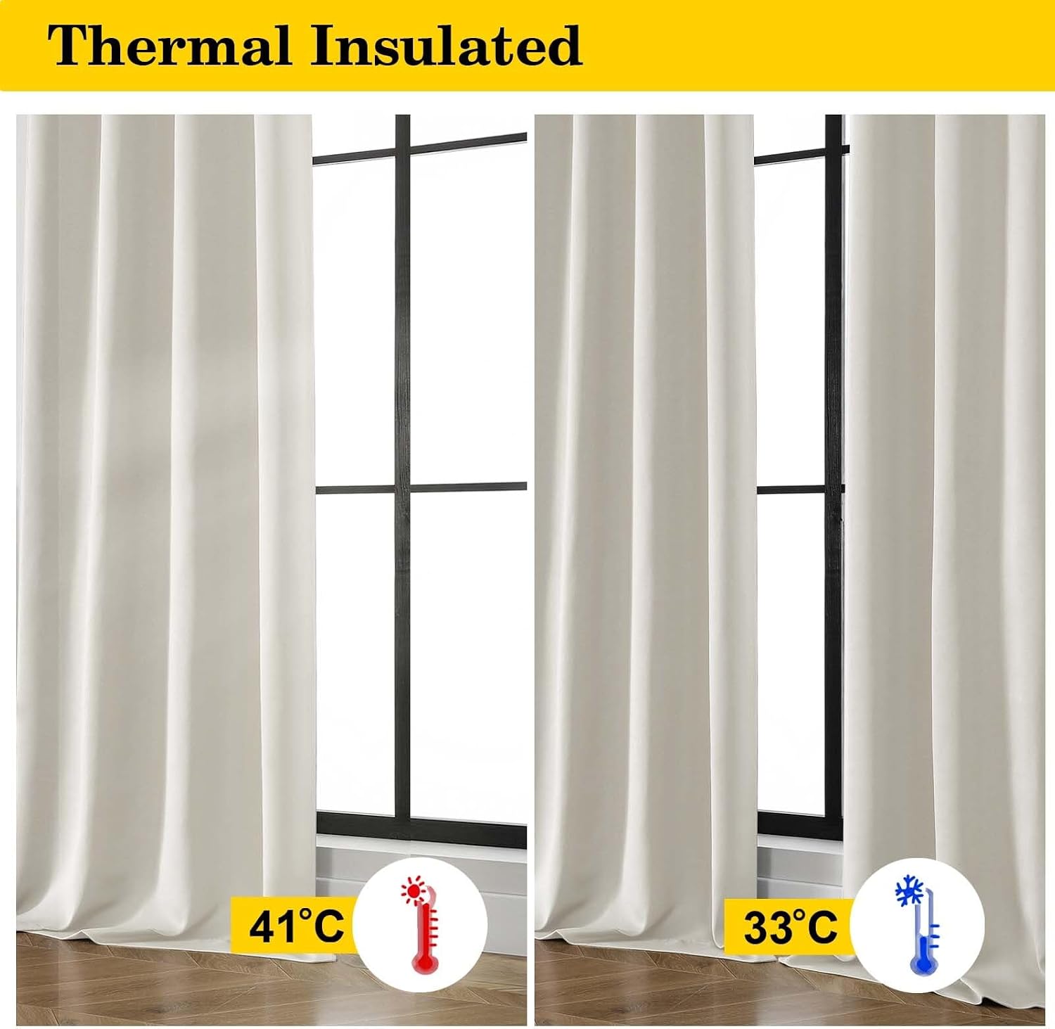 WelvetBLK Natural Curtains for Bedroom Living Room 84 Inches Long 2 Panels Set, Soft Solid Light Filtering Thermal Insulated Curtains, Mode…