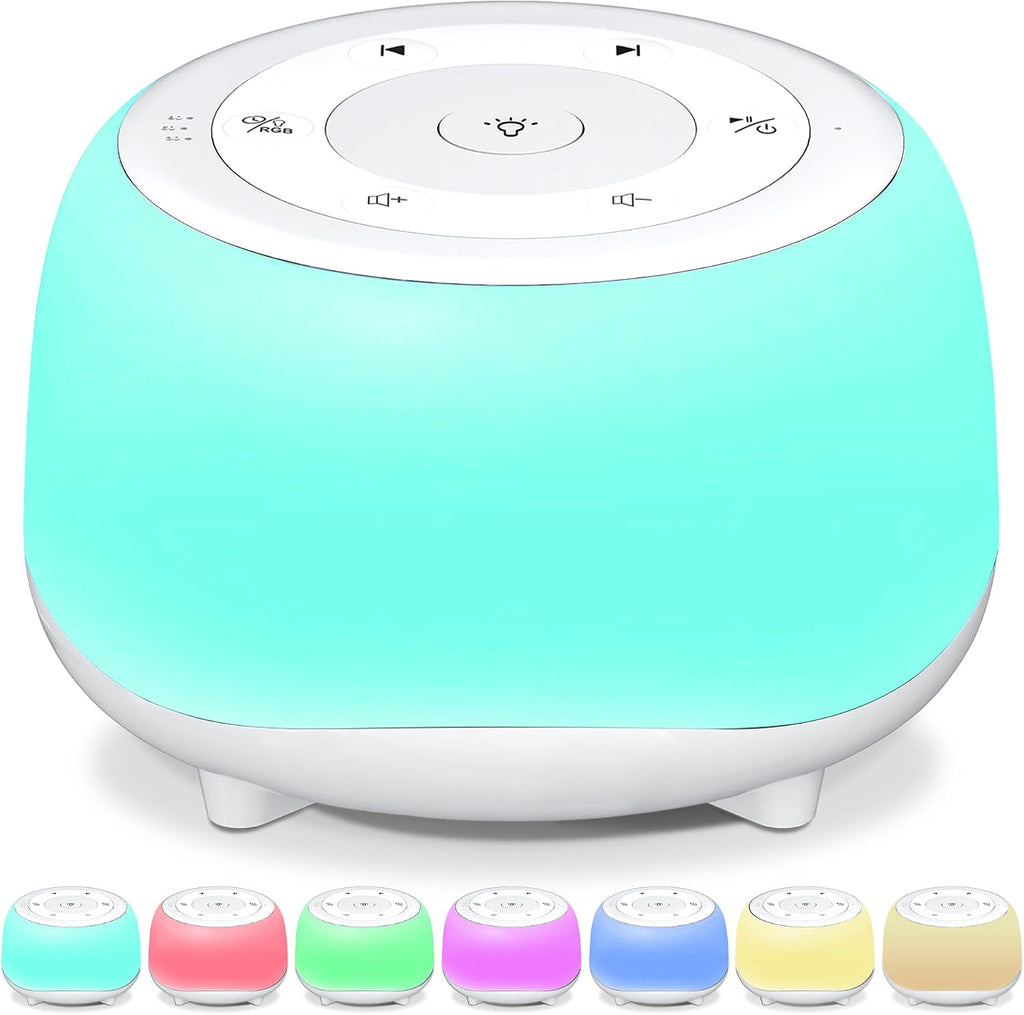 Heyaxa White Noise Sound Machine with 7 Colors Night Light 34 Soothing Sounds, Portable Sound Machine for Baby Adults Kids Sleep with 30 Vo…