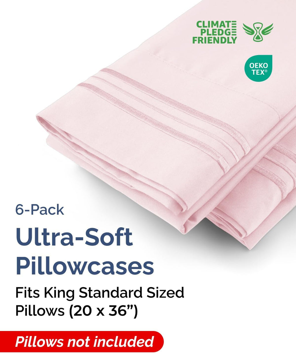 King Standard Pillow Cases Set of 6 - Ultra Soft Hotel Quality Pillowcase Covers - Comfy & Wrinkle Free - Shrink & Fade Resistant…