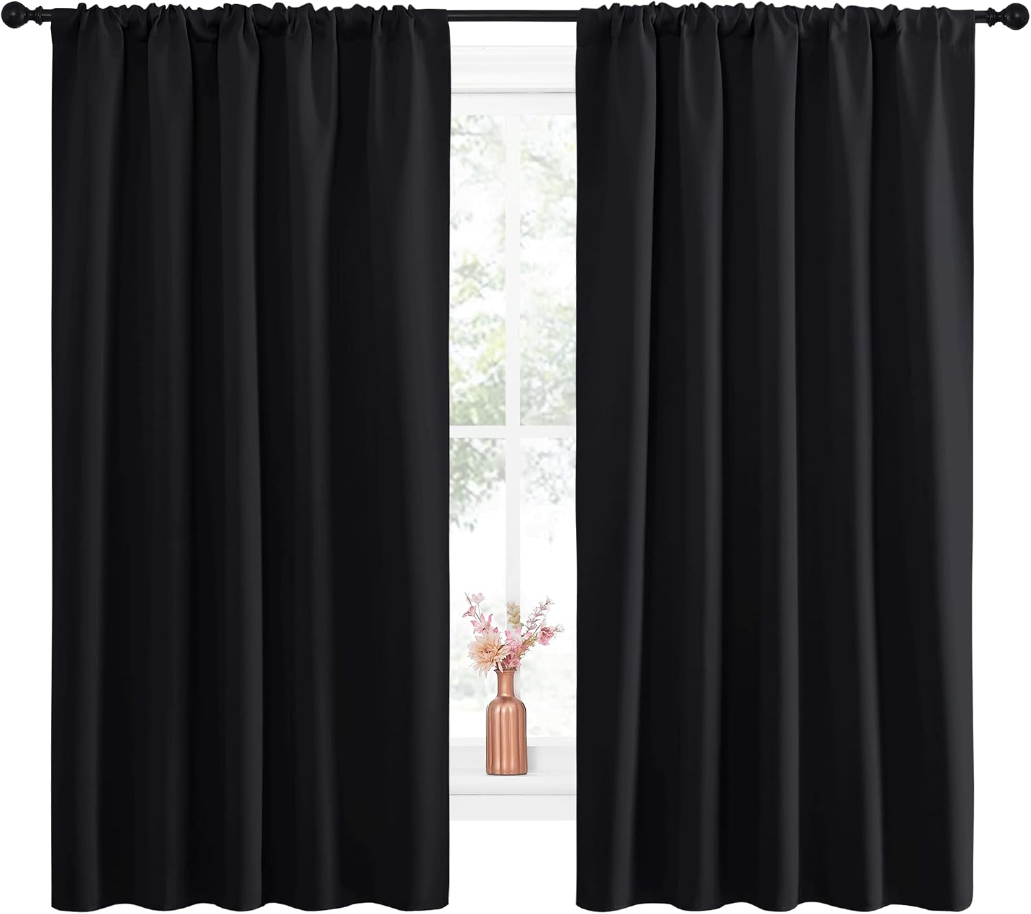 NICETOWN Black Out Window Curtains - Solid Home Decor Thermal Insulated Blackout Drapes/Draperies for Bedroom, Privacy Assured Window…