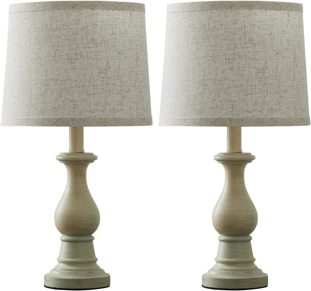 Vintage Table Lamp for Living Room Bedroom, 18.5" Farmhouse Bedside Lamps Nightstand Lamp Set of 2, Table Lamps with Oatmeal Linen Lamp…