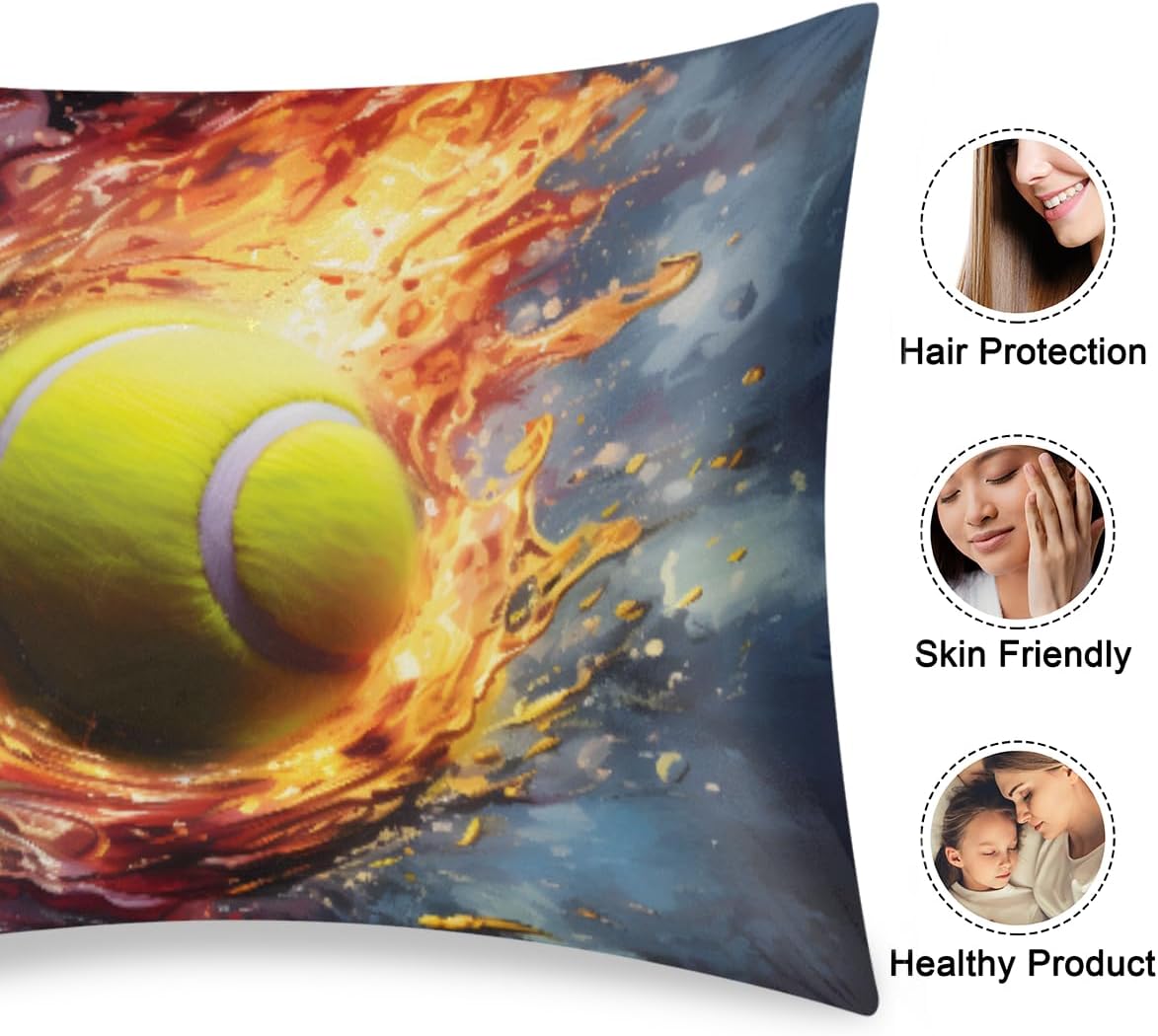 Fire Sports Tennis Satin Pillowcase for Hair and Skin Soft Silk Pillow Cases with Envelope Closure Cooling Pillow Case Slip 15.99 Pillow…