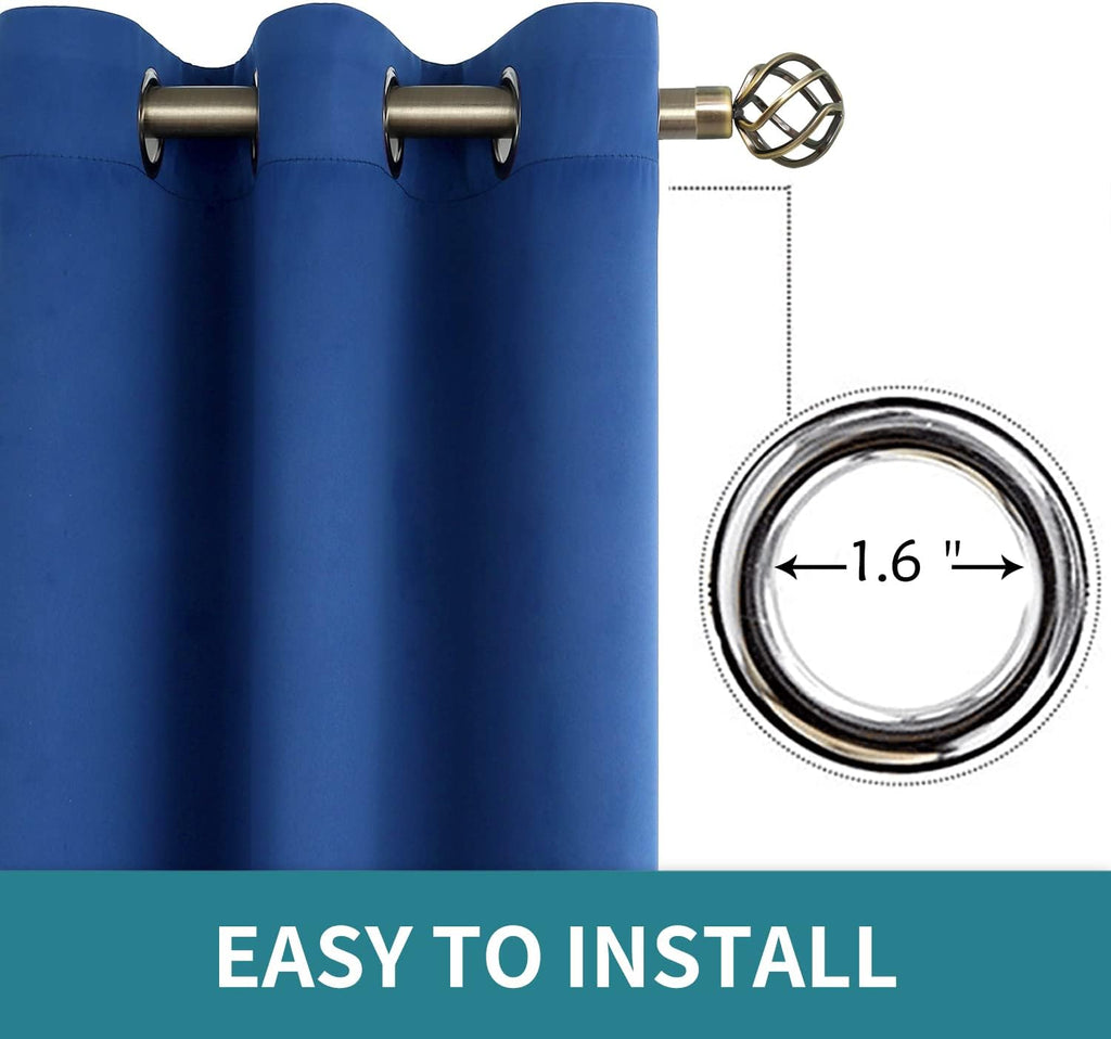 BGment Blackout Curtains for Bedroom - Grommet Thermal Insulated Room Darkening Curtains for Living Room, 52 x 72 Inch, 2 Panels, Royal Blu…