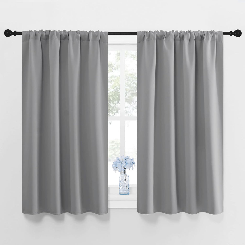 NICETOWN Window Curtains for Bedroom - Home Decoration Thermal Insulated Rod Pocket Blackout Blinds & Drapes for Small Windows (Silver…