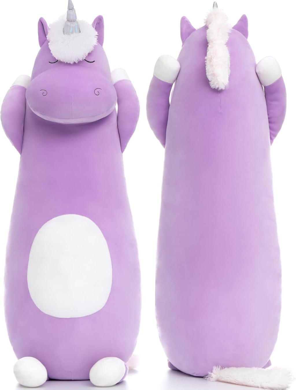 MorisMos Giant Plush Unicorn Body Pillow 4 Ft,51 in Long Purple Unicorn Stuffed Animal Body Pillow for Kid Girl Boy, Soft Big Hugging Toy…