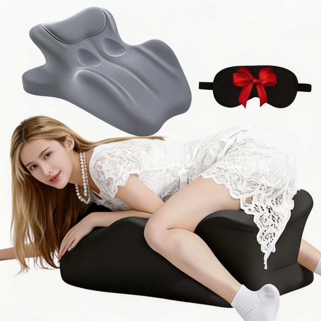 Ergonomic Memory Foam Wedge Pillow, Back and Neck Support Cushion for Reading in Bed, Sitting Up, Bed Rest and Watching TV (Grey)