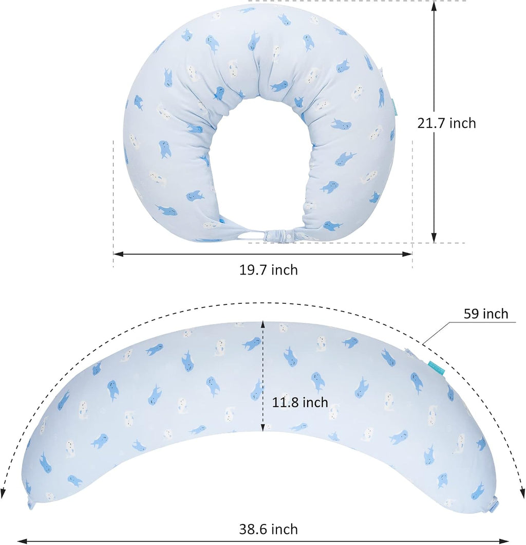 BYRIVER Firm C Shaped Body Pillow for Side Sleeping Women Men, Cooling Pregnancy Pillows for Sleeping, Washable Jersey Cotton Cover…