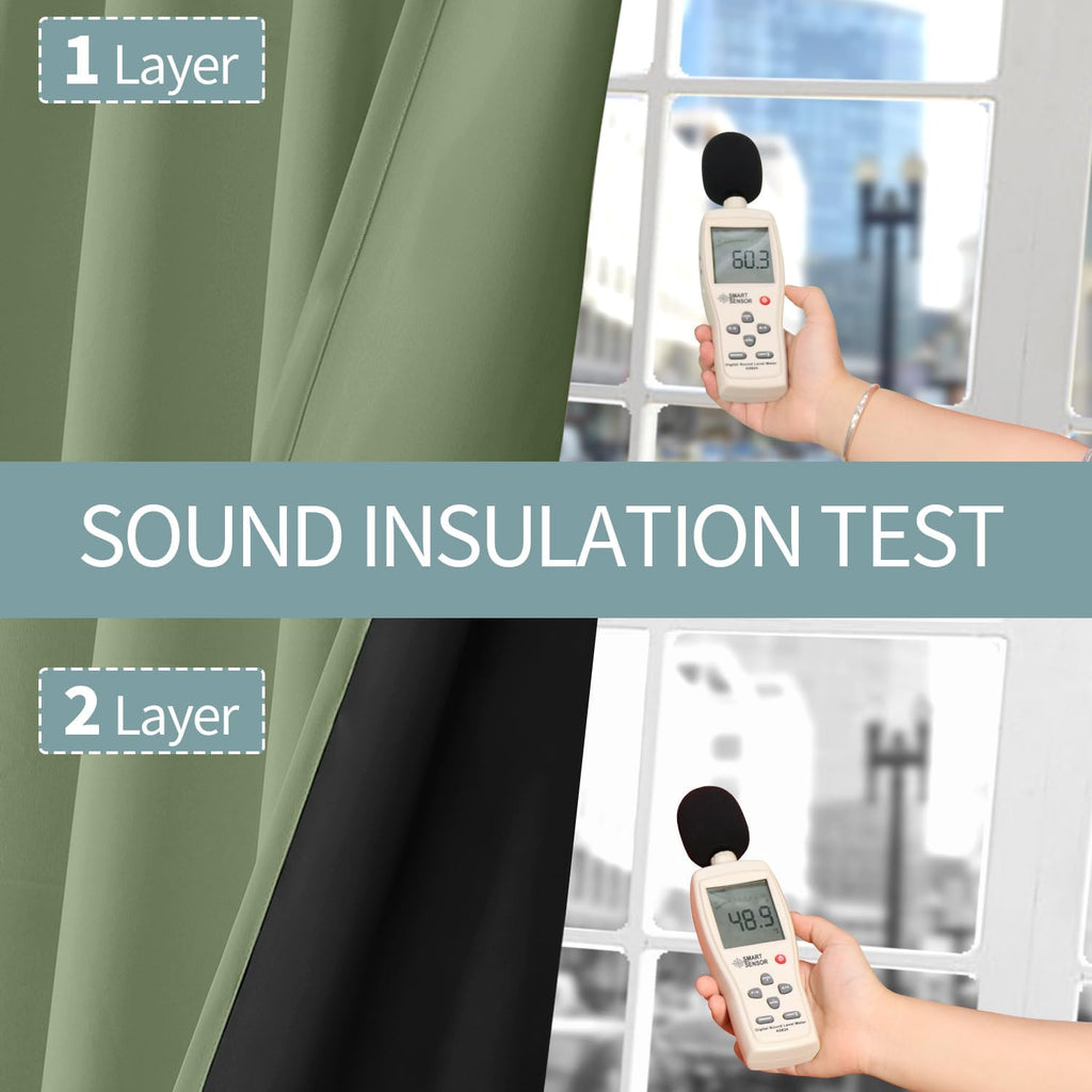 BGment Thermal Insulated 100% Blackout Curtains for Bedroom with Black Liner, Double Layer Full Room Darkening Noise Reducing Grommet Curta…