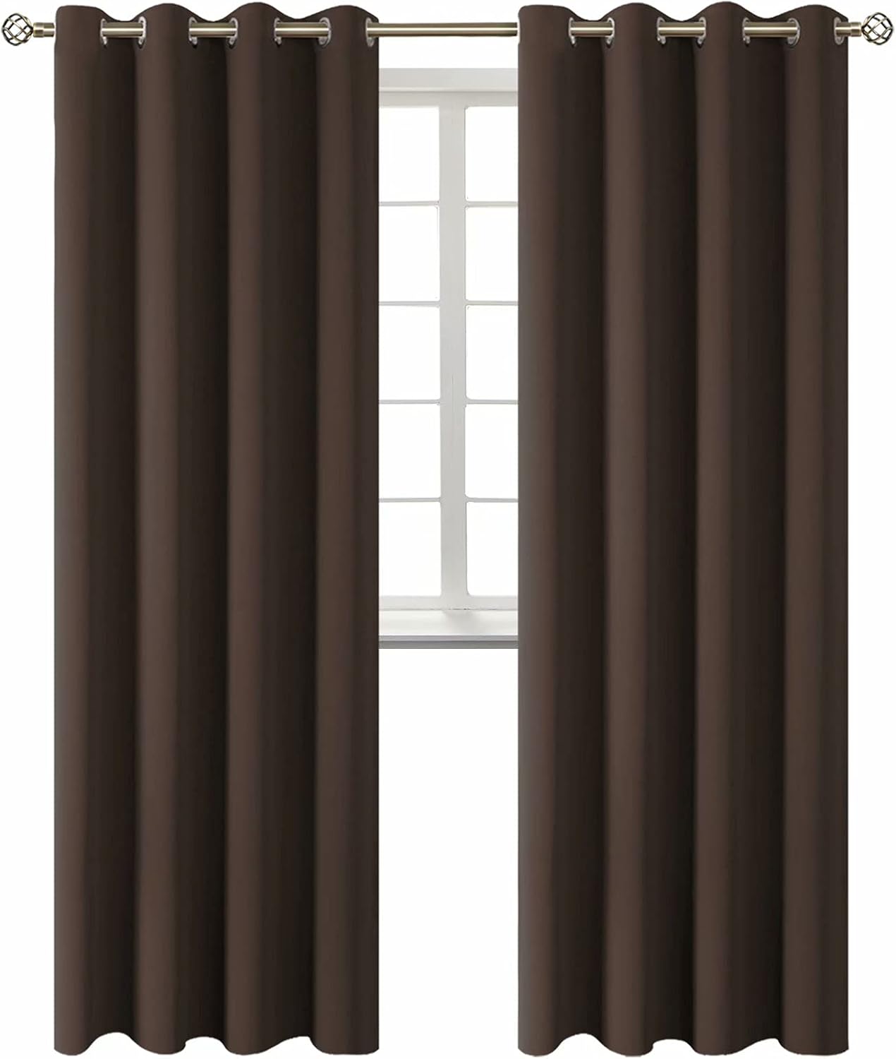 BGment Blackout Curtains for Bedroom - Grommet Thermal Insulated Room Darkening Curtains for Living Room, Set of 2 Panels (52 x 95 Inch, Br…