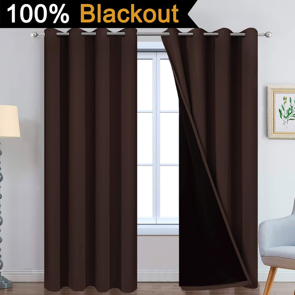 Yakamok Blackout Curtains 84 Inches Long, Blackout Curtain Panels for Bedroom, 2 Thick Layers Grommet Top Thermal Insulated Drapes with Blac…