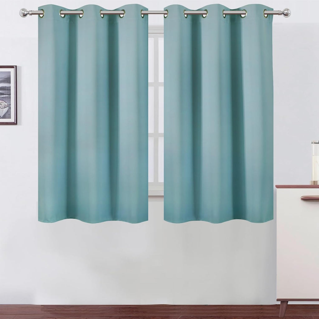 Lemomo Stone Blue Blackout Curtains/38 x 54 Inch/Set of Two Panels Grommet Living Room Curtains 54 Inch Blue