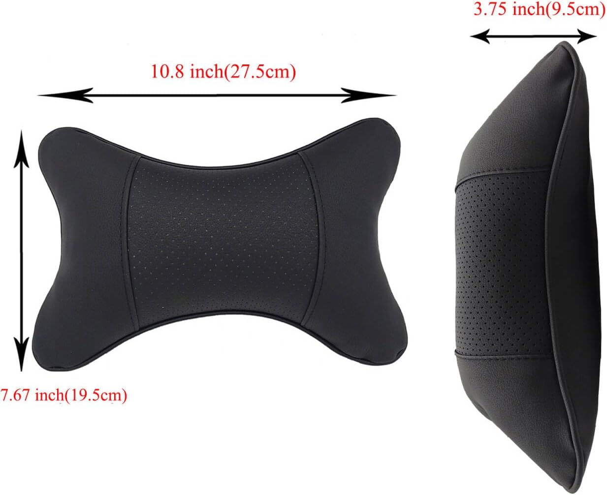 Professinalcaraccessories Car Neck Pillows Both Side Pu Leather 2pieces Pack Headrest Fit for Most Cars Filled Fiber Universal Car Pillow (…