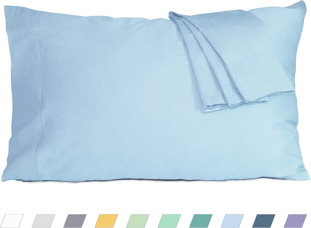 Homtec Pillow Cases, Standard Queen Size Cotton Percale Weave Pillowcases, Pre-Shrunk Breathable and Hypoallergenic Pillowcases, Set of 2 (…