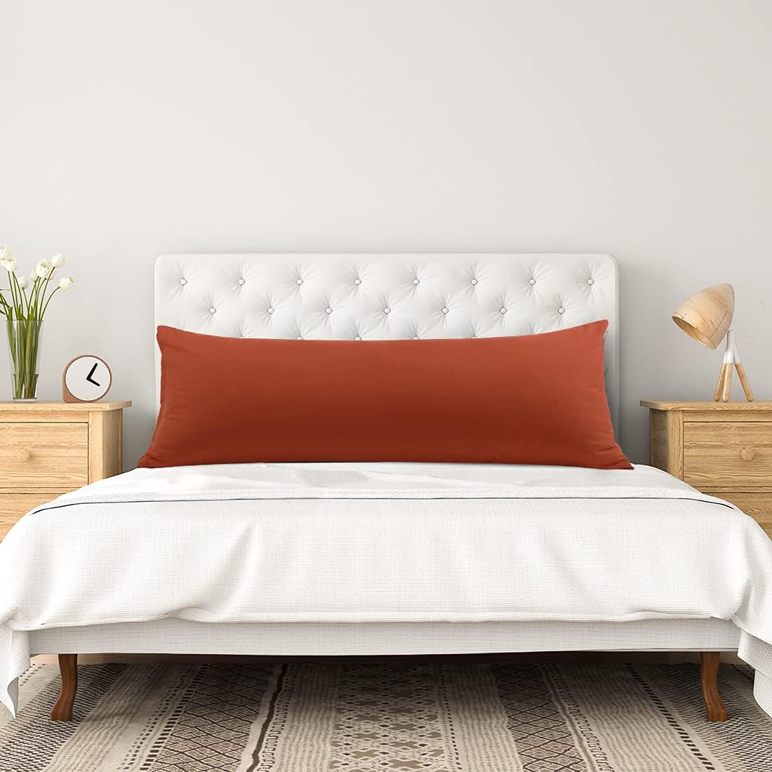 PiccoCasa Body Pillow Cover, 110 GSM Brushed Microfiber, Zipper Closure, Rust Color, 20"x54" Long cotton