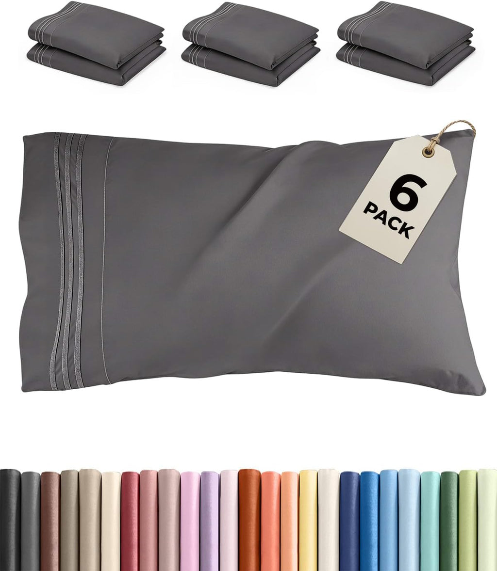 King Standard Pillow Cases Set of 6 - Ultra Soft Hotel Quality Pillowcase Covers - Comfy & Wrinkle Free - Shrink & Fade Resistant…