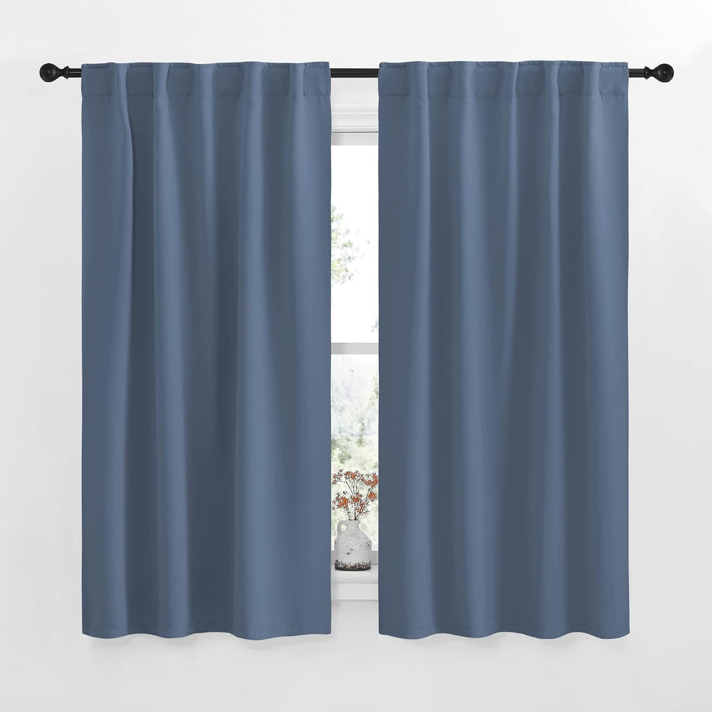 NICETOWN RV Curtains for Camper Windows - (Stone Blue Color) 34x54 Inch, 2 Panels Set, Thermal Insulated Room Darkening Blackout…