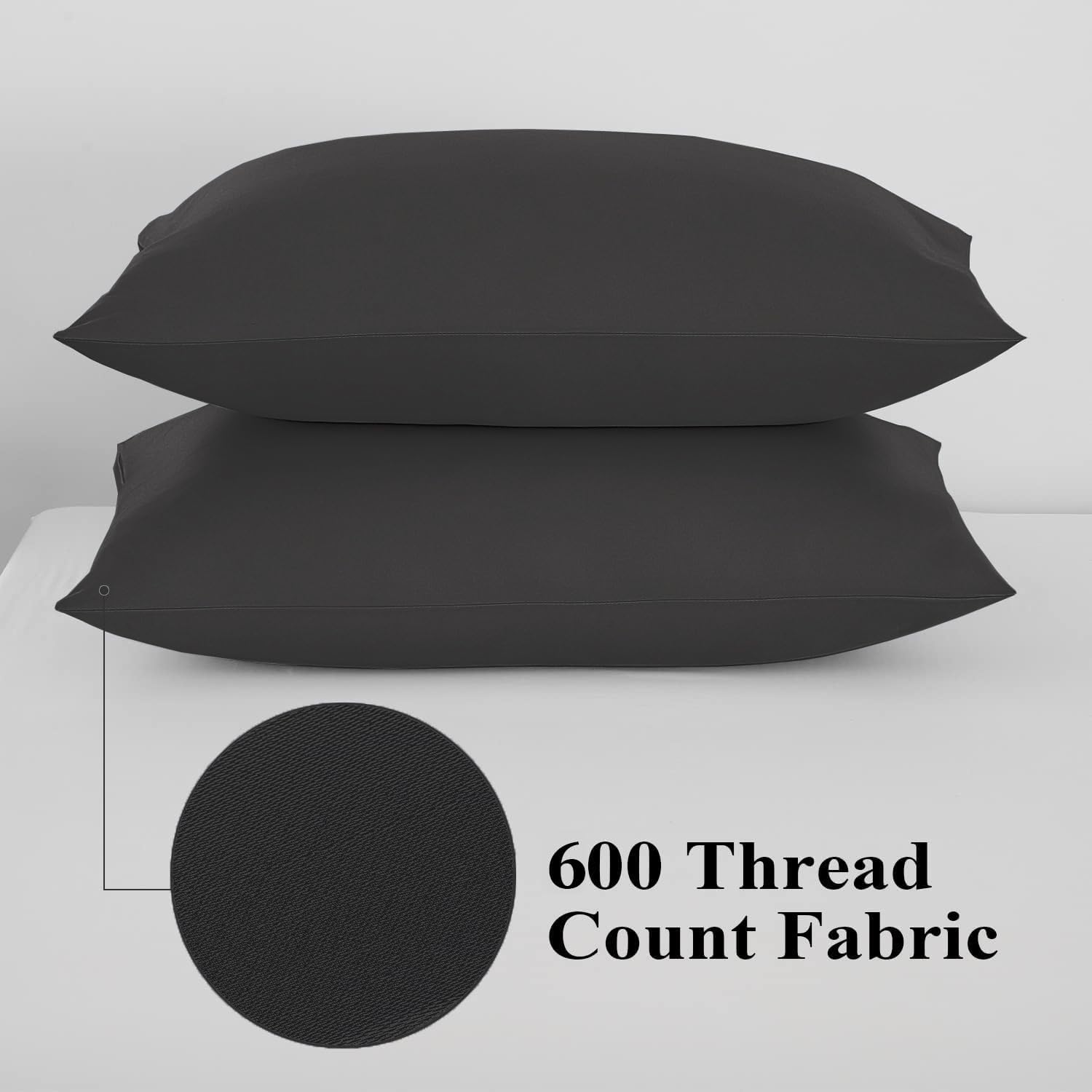 ShunjieHome 100% Egyptian Cotton Pillow Protectors Set of 2, 600 Thread Count Queen Size Bed Pillow Cases with Zipper, Sateen Weave Cooling…