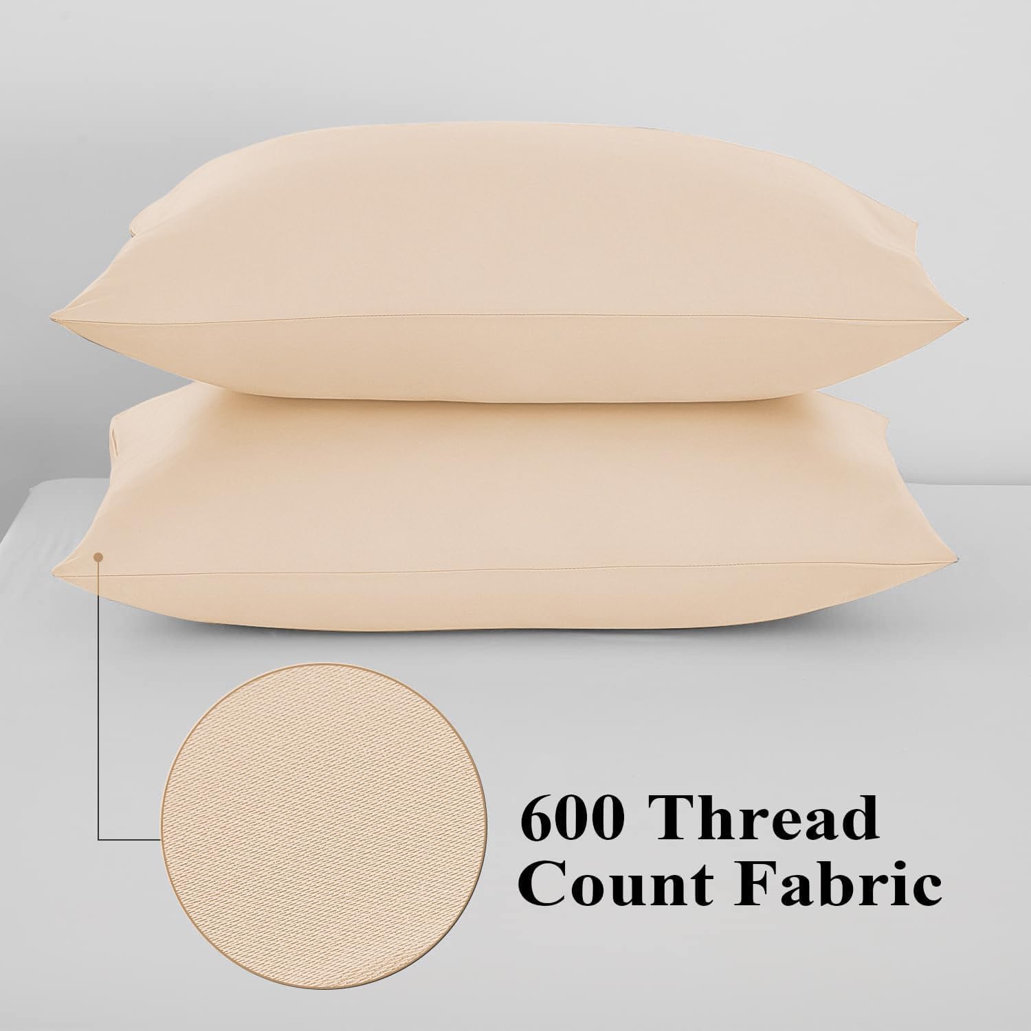 ShunjieHome 100% Egyptian Cotton Pillow Protectors Set of 4, 600 Thread Count Standard Size Bed Pillow Cases with Zipper, Sateen Weave Cool…