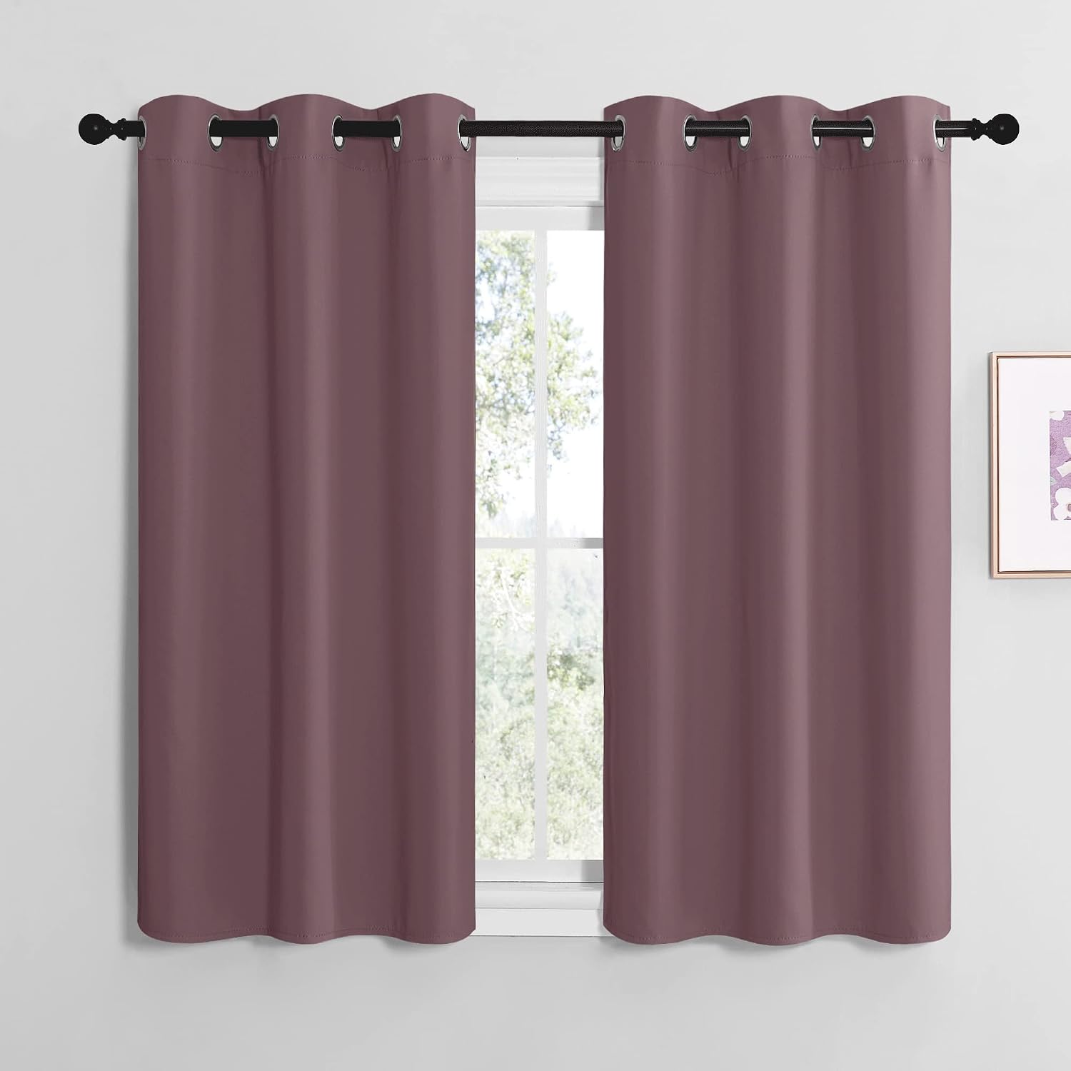 NICETOWN Dry Rose Room Darkening Curtains for Kitchen, Set of 2, 42 inches Wide by 48 inches Long, Window Treatment Thermal Insulated…