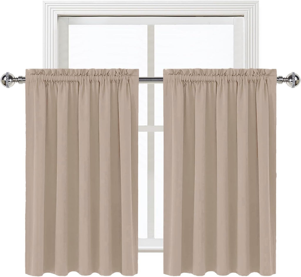 DWCN Blackout Curtains for Living Room Thermal Insulated, Energy Saving & Noise Reducing Bedroom Curtains, Camel, W 60x L 36 Inch, Set of…