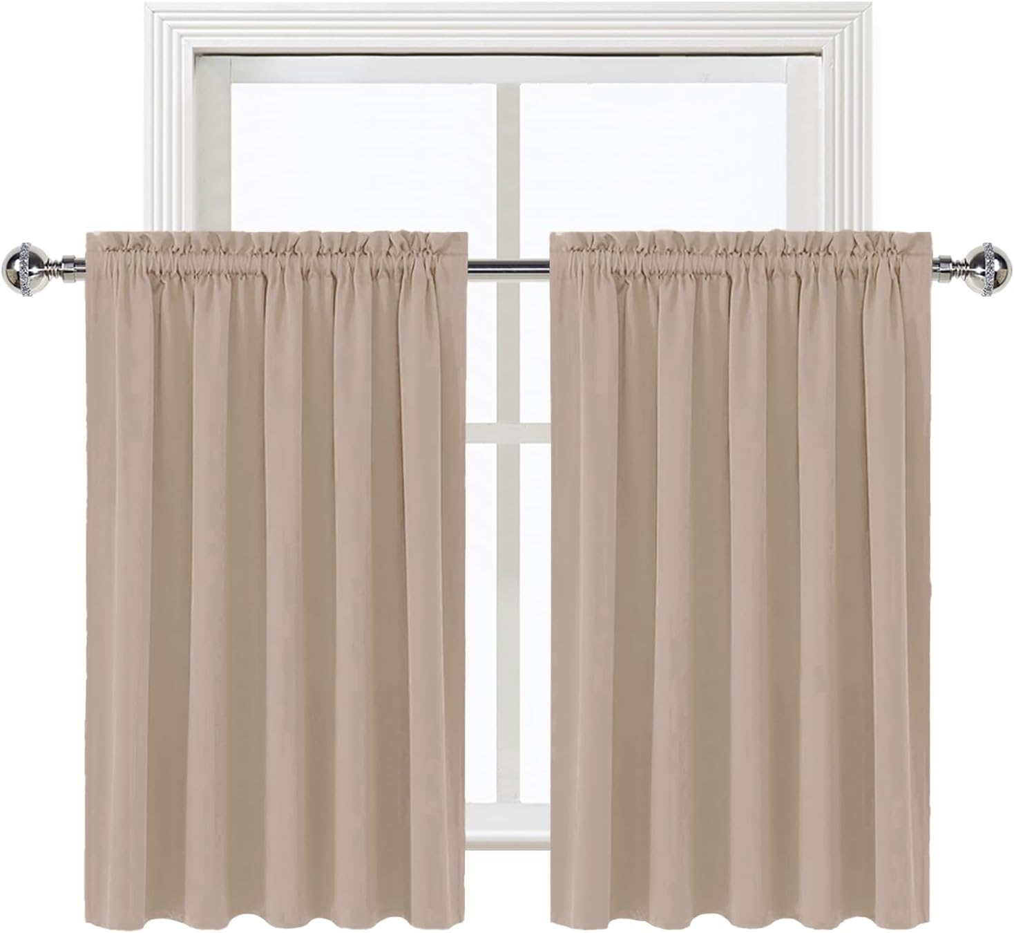 DWCN Blackout Curtains for Living Room Thermal Insulated, Energy Saving & Noise Reducing Bedroom Curtains, Camel, W 60x L 36 Inch, Set of…