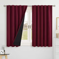 BGment Burgundy Red 100% Blackout 48 Inch Curtains for Small Window, Rod Pocket and Back Tab Double Layer Black Out Thermal Insulated…