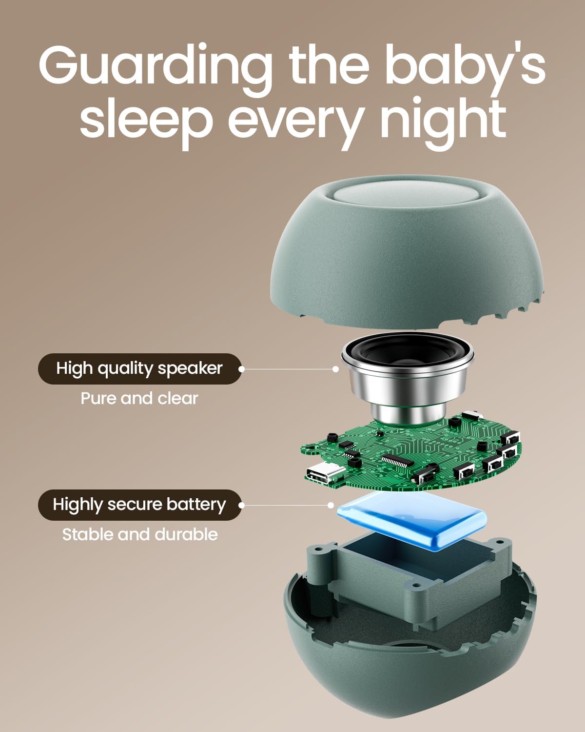 CHICWAY 2025 Mom's Choice Awards, Portable Sound Machine for Baby Adult, Smart Cry Detection, 18 Soothing Sound, Bluetooth Rechargeable…