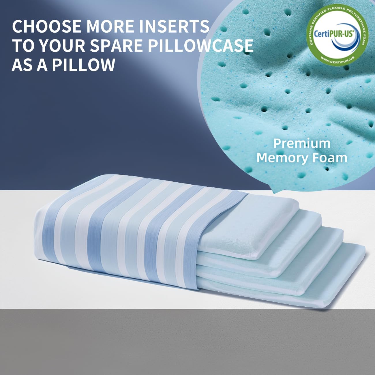 Adjustable Memory Foam Pillow's One Layer - 1 Height 2'' Insert for Cervical Pillow to Raise Pillow Height, CertiPUR-US Memory Foam…