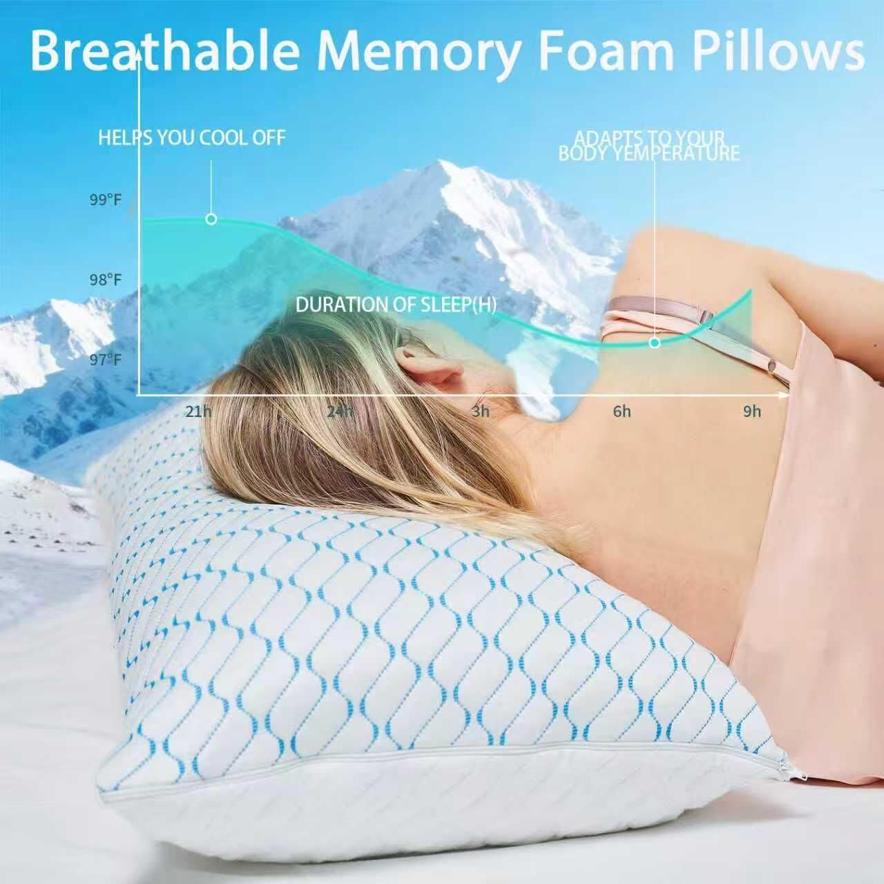 Vainoc Memory Foam Pillows King Size Set of 2, Adjustable Cooling Firm Pillow for Side Back Stomach Sleepers with Washable Removable Cover W…