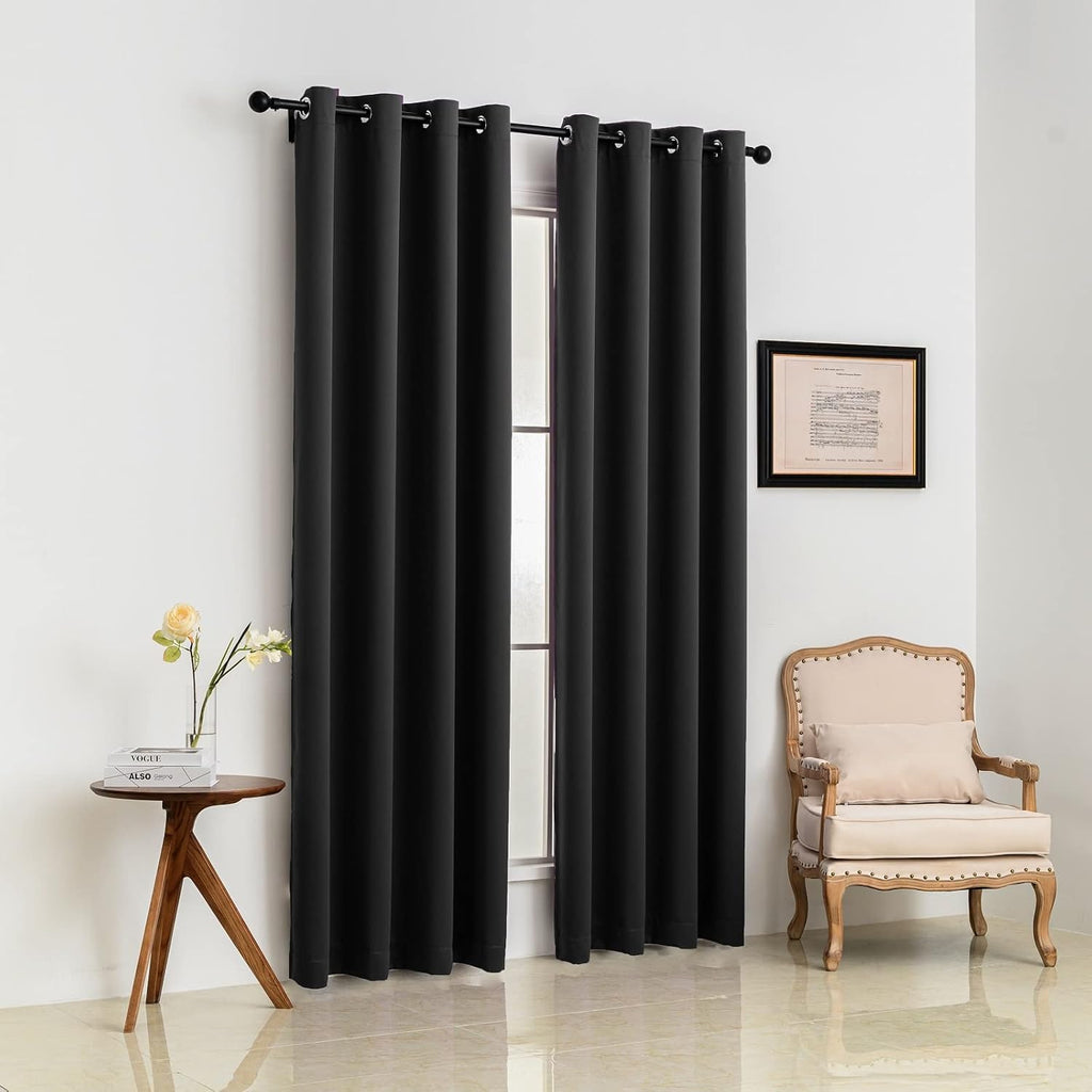 Pickluc Grommet Blackout Curtain for Living Room, Light Blocking Drapes, Thermal Insulated, Noise Reduction, 52 Inches Wide x 84 Inches Lon…