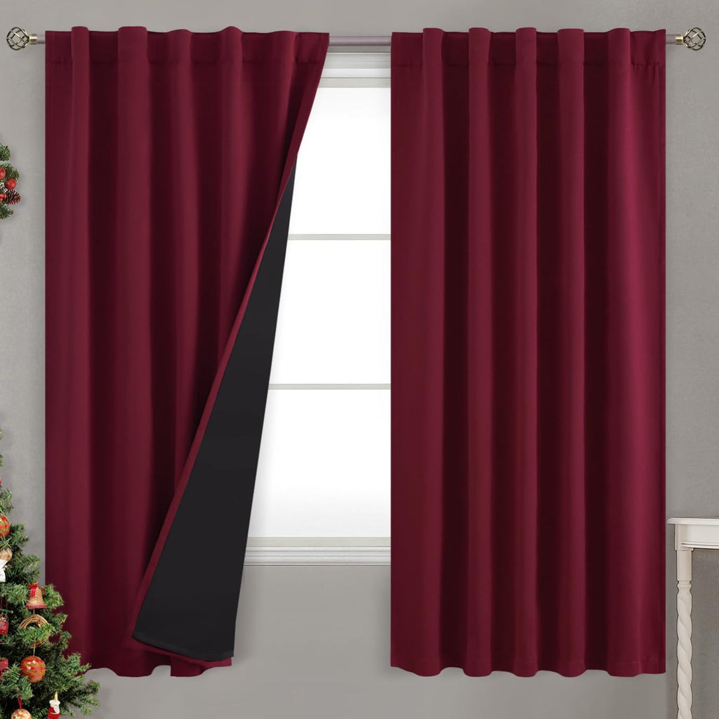 BGment Full Blackout Curtains with Insulated Lining Curtains 63 Inches Long, Rod Pocket and Back Tab Double Layer Room Darkening Window…