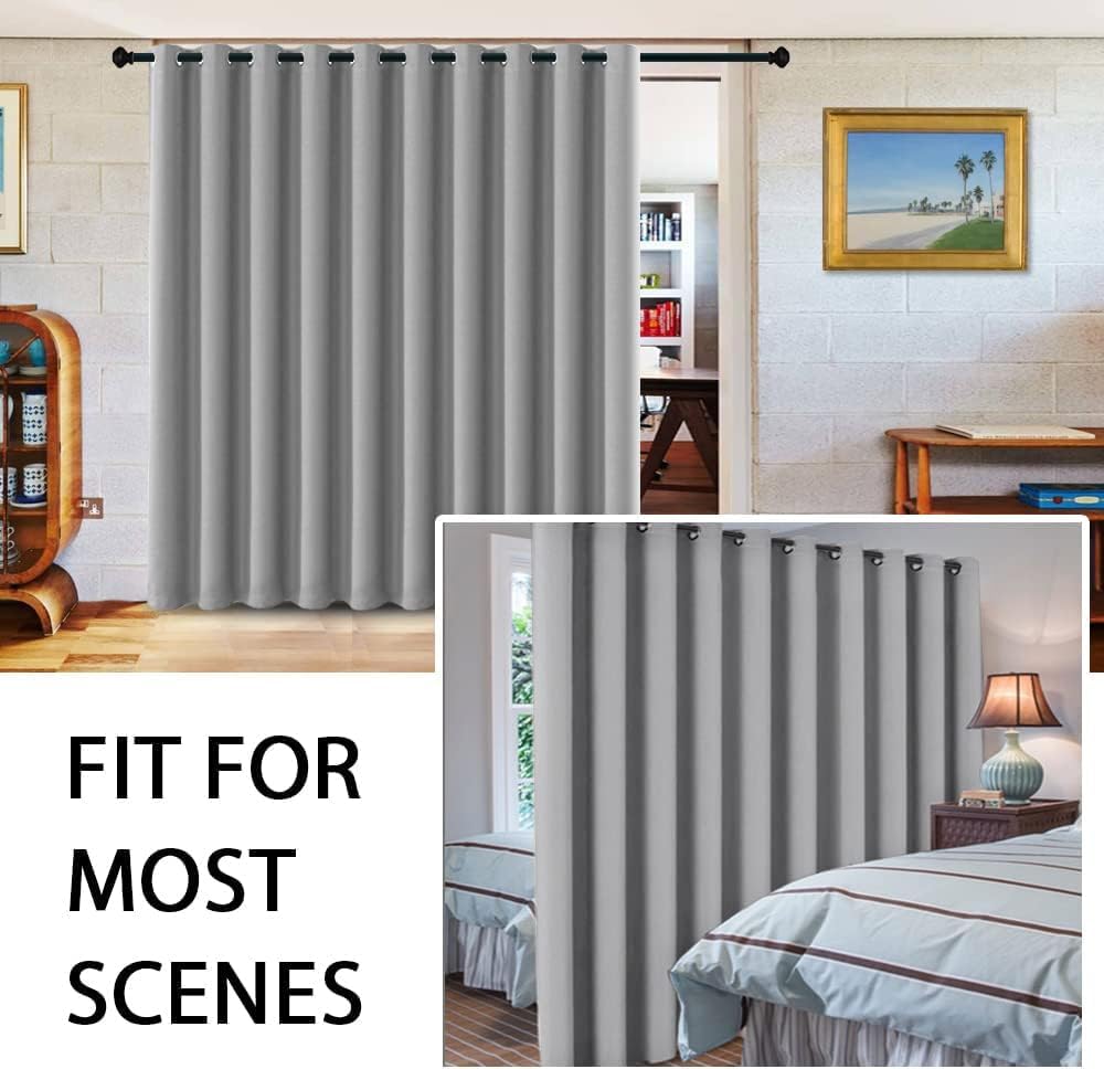 H.VERSAILTEX Blackout Curtains for Sliding Glass Door Room Divider Curtains Noise Reduce Curtain Panel Portable Window Screen S…